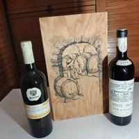 Lotto 2 vini bianco e rosso in astuccio di legno