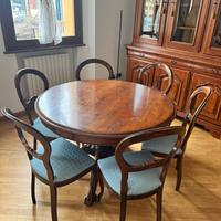 Set Tavolo rotondo + 6 sedie stile antico