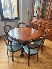 Set Tavolo rotondo + 6 sedie stile antico