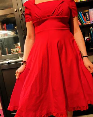 vestito anni 50 rosso intenso