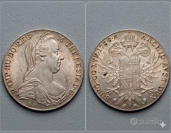 Moneta Tallero Maria Teresa 1780 Argento Riconio