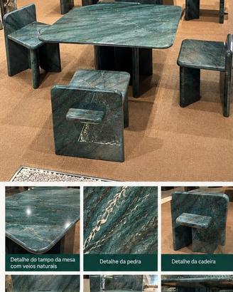 Elegante SET TAVOLO + SEDIE in Pietra Naturale BR