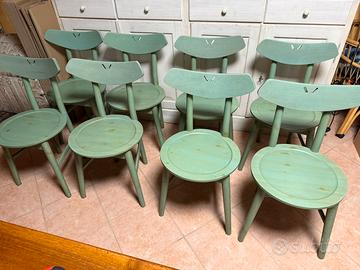 Set 8 sedie in legno colorate moderne