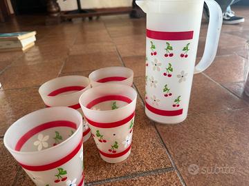Set Bicchieri con Caraffa Decorata Ciliegie