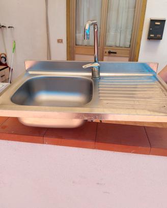 Lavello Inox Monovasca con Gocciolatoio + Rubinett