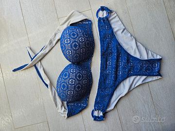 bikini push up ricamo blu Tezenis