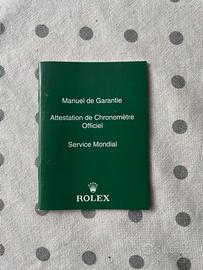 Rolex manuale di garanzia service mondial