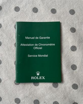 Rolex manuale di garanzia service mondial