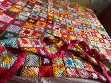 Coperta lana all uncinetto matrimoniale fatta dall