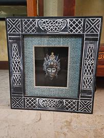 quadro etnico a teca con maschera in 3d