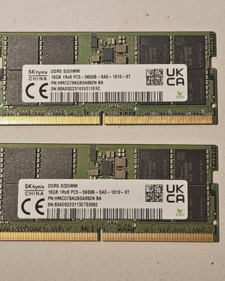 RAM 32GB (16GBx2) DDR5-5600 SODIMM