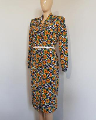 Abito chemisier  vintage a fiori e pois 80s 90s