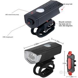 faro led anteriore+posteriore ricarib. usb x bici
