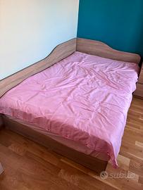Letto ina piazza e mezza con contenitore rovere