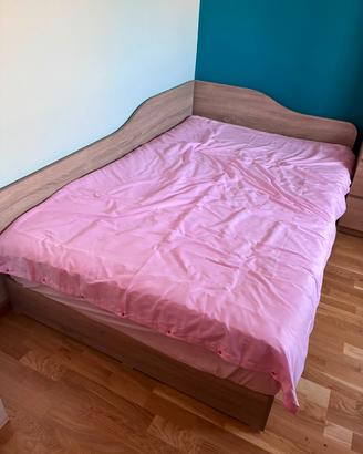 Letto ina piazza e mezza con contenitore rovere