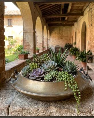 Antic braciere conca in rame e ottone