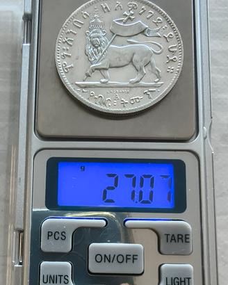 Riproduzione Tallero Menelik II Etiopia.