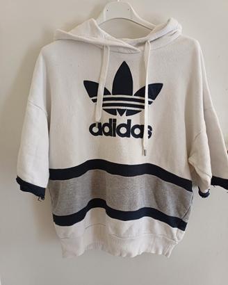 felpa adidas cappuccio mezza manica 100% coton