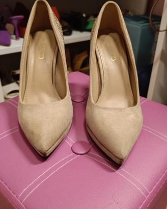 scarpe décolleté beige 