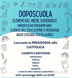 Aiuto compiti per tutte le età e babysitting
