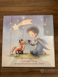 Tela 30x30 cm del piccolo principe con rosa