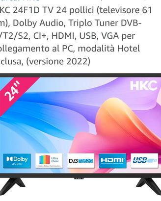 TV 24 pollici 2 anni vita HKC 24F1D