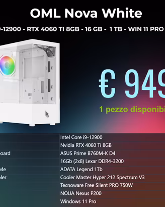 I9-12900 - RTX 4060 TI 8GB - 16 GB - 1TB - WIN 11