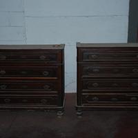 Coppia di Comò in noce/abete con marmo originale