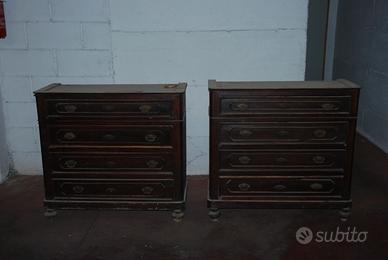 Coppia di Comò in noce/abete con marmo originale