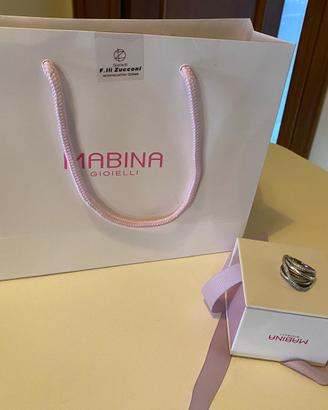 Anello in argento intrecciato in pavè di zirconi