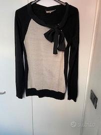 I BLUES DI MAX MARA. Maglia in pura lana b/nero