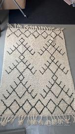 Tappeto stile berbero 215x150cm con frange panna