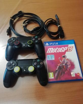 play station 4 slim 500 gb+2 controller +gioco 