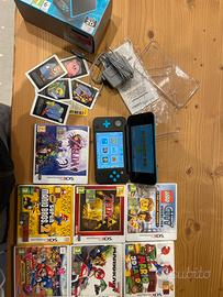 Nintendo 2DS XL Nera Turchese + scatola + 7 Gi