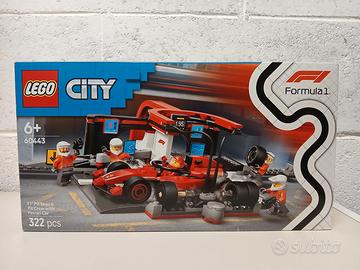 Lego City F1 pit stop & pit crew with Ferrari car