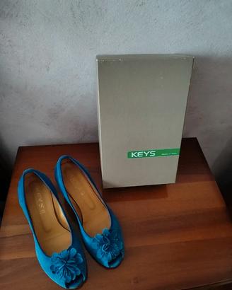 Scarpe décolleté blu avio aperte in punta Keys 39