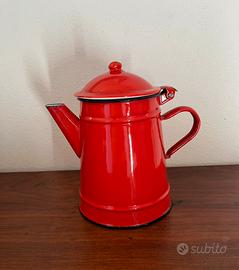Bollitore metallo smaltato rosso vintage