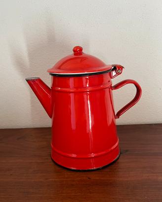 Bollitore metallo smaltato rosso vintage
