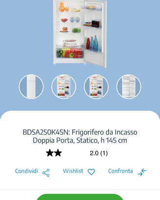 Frigorifero beko doppia porta da incasso