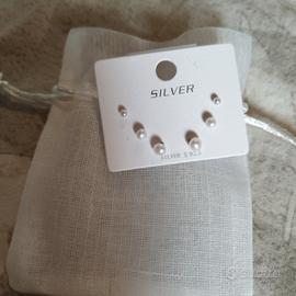 orecchini argento con perlina