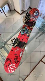 Set snowboard: tavola 156 cm + attacchi + sacca