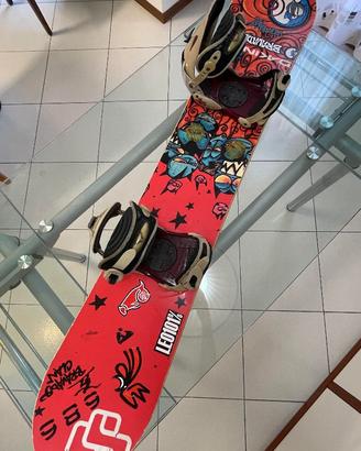 Set snowboard: tavola 156 cm + attacchi + sacca