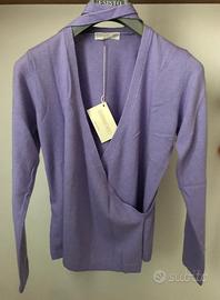 Cardigan a portafoglio con canottiera lilla