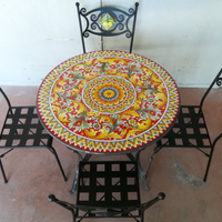 Tavolo in pietra lavica  da 90cm rotondo e sedie