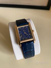 Orologio Tank in oro 18kt, quadrante lapislazzuli