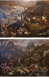 Coppia dipinti 600 seguace di Jacopo Bassano