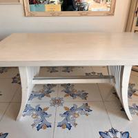 Tavolo legno massiccio dipinto di bianco  160x80