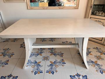 Tavolo legno massiccio dipinto di bianco  160x80