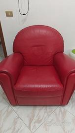 Poltrona classica Divani&Divani in pelle rossa