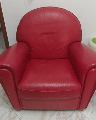 Poltrona classica Divani&Divani in pelle rossa
